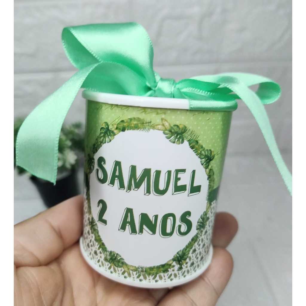 Lembrancinha Tubo lata Personalizada Batizado Maternidade Bebê Aniversário Nome 7x6 cm