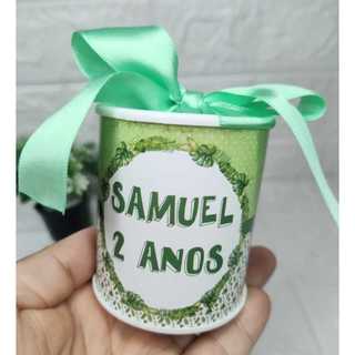 Lembrancinha Tubo lata Personalizada Batizado Maternidade Bebê Aniversário Nome 7x6 cm