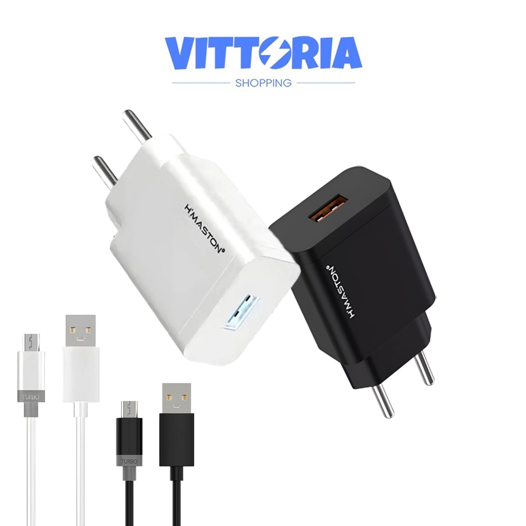 H'maston Y59 Carregador Turbo 30W 6A USB Inclui Cabo Tipo-C/Lightning Carga Rápida