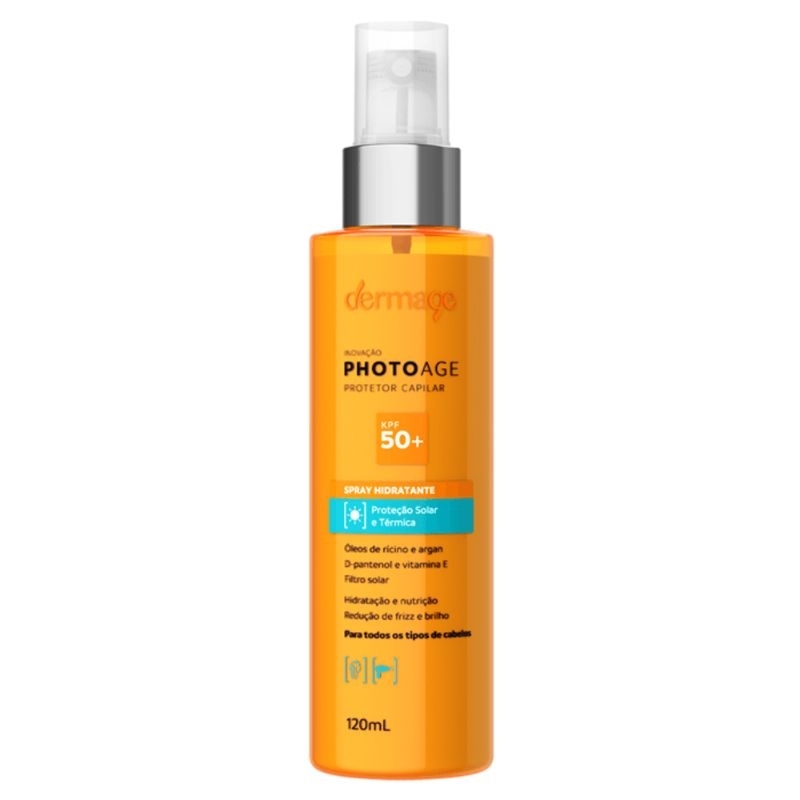 Protetor Solar Térmico Capilar Dermage KPF 50+ Photoage Hidratante 120ml Spray