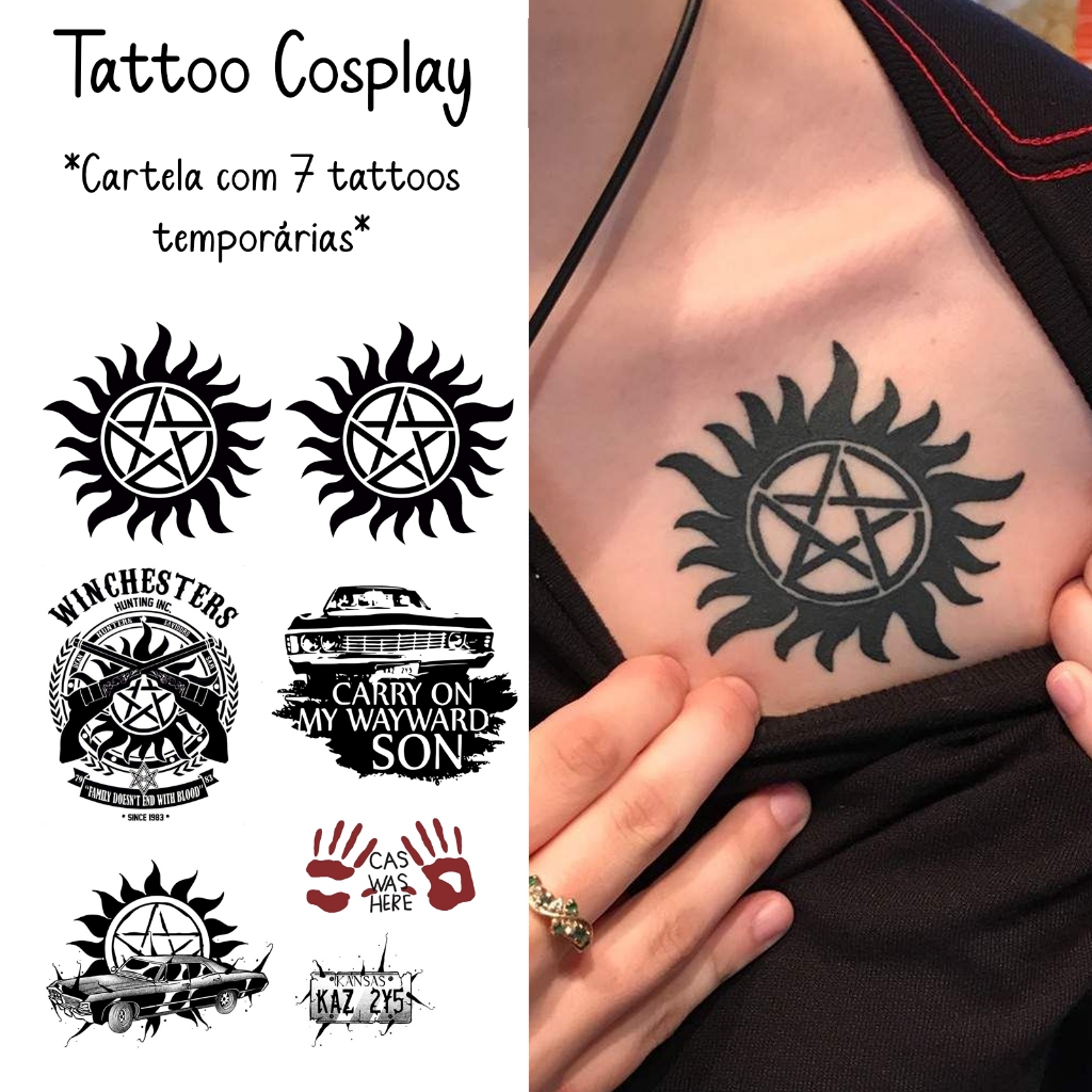Tatuagem Temporaria Supernatural Dean Sam Winchester Cosplay - Tattoo Temporaria Selo de Elias em Oferta na Shopee