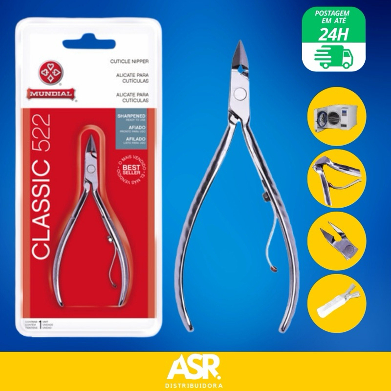 Alicate De Cuticula Profissional Afiado 522 Prateado Mundial Classic