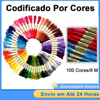 Kit 100 Cores Linha de Bordado Ponto Cruz Premium Algodão Poliéster para Artesanato DIY em Oferta na Shopee