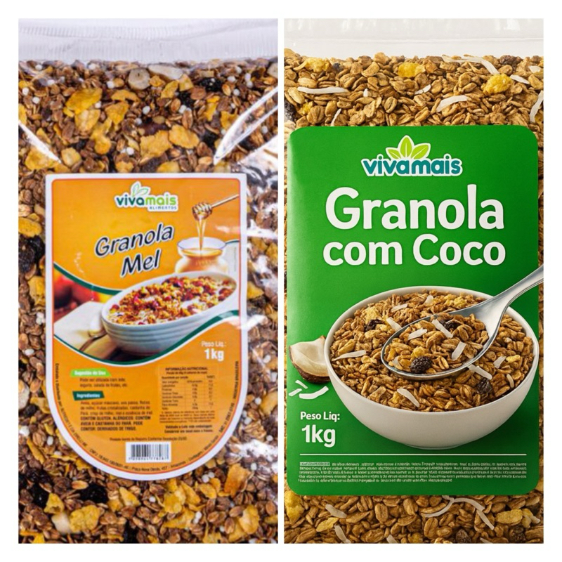 Kit 2 Granolas 1kg ( Mel 1kg , Coco 1kg ) em Oferta na Shopee