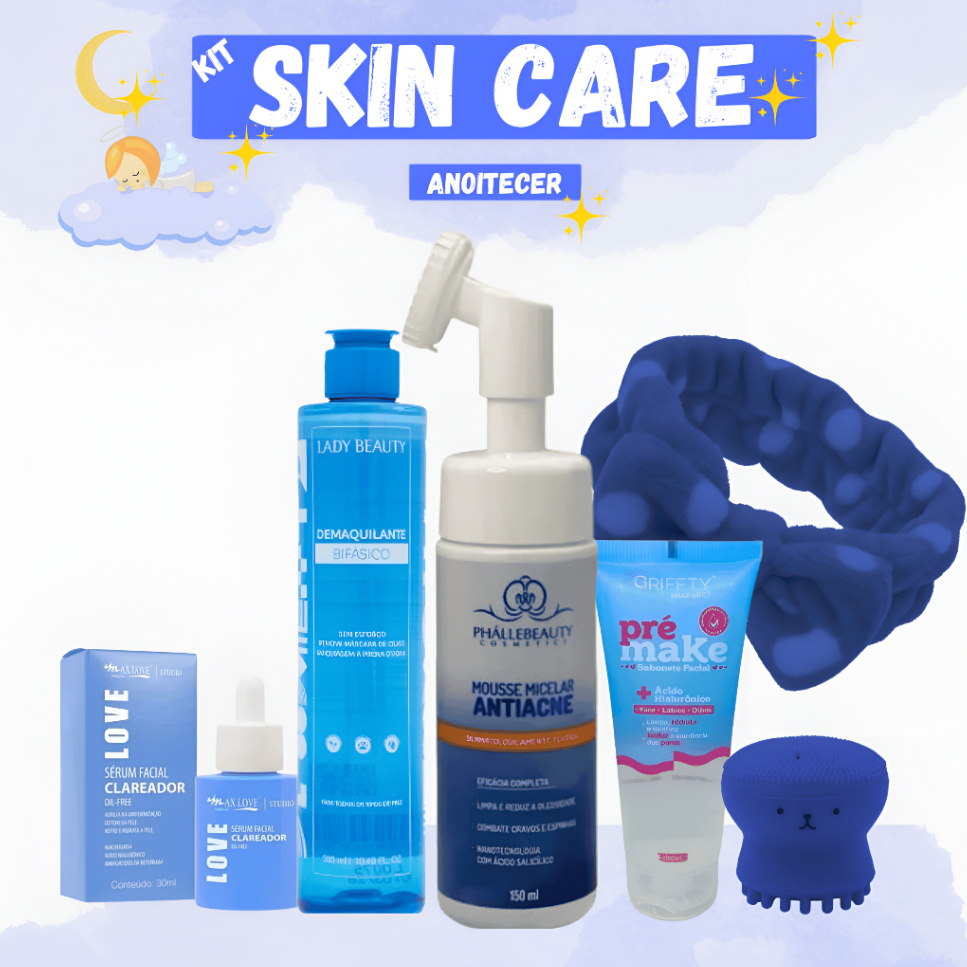 Kit Skin Care Anoitecer Completo Limpeza de Pele Profunda
