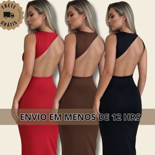 Vestido Feminino estiloso Gringa Sexy Costa aberta Lançamento Vestidos chique balada suplex  LUANA.. em Oferta na Shopee