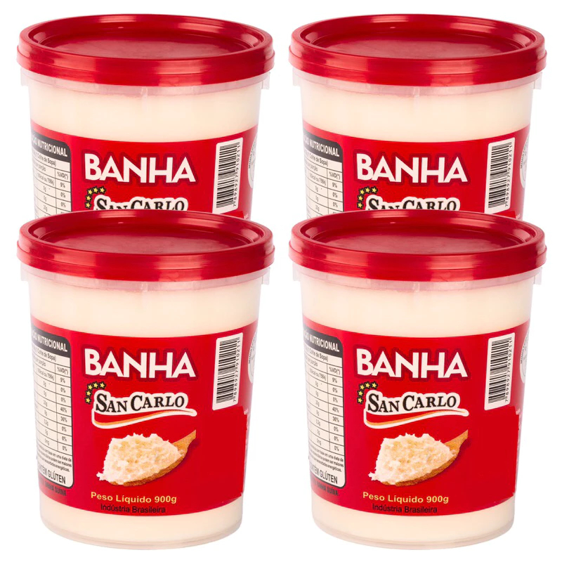 Kit Banha Suína Pura 4 litros Gordura de Porco 100% Natural Sem Conservantes - Óleo de porco Saudável