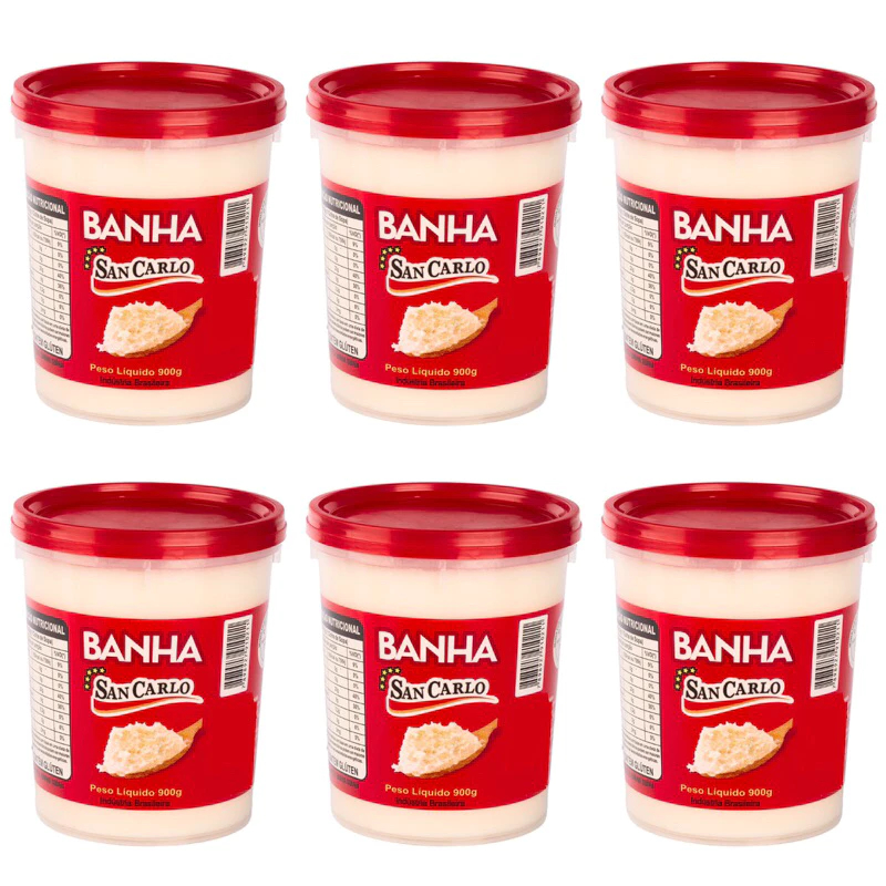 Kit Banha Suína Natural 6 Litros Gordura de Porco Pura Sem conservantes - Óleo de porco para fritura cozinhar Pães