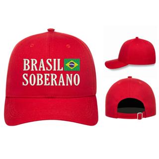 Boné BRASIL É DOS BRASILEIROS  SOBERANO Presidente Lula Aba Curva em Oferta na Shopee