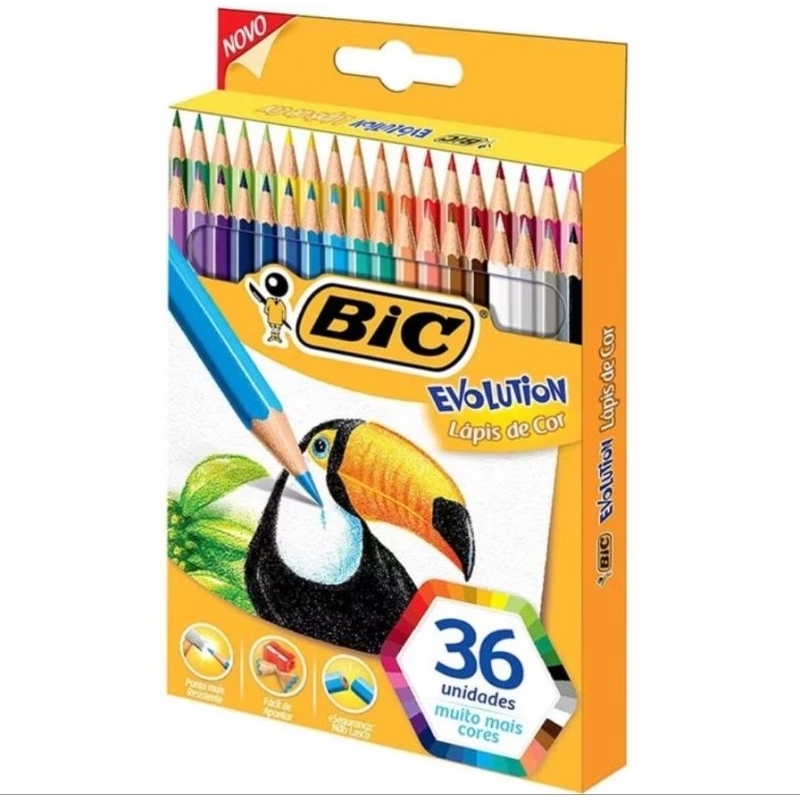 Lápis de Cor BIC Evolution com 36 cores Sextavado / Material Escolar / Papelaria / Bicolor