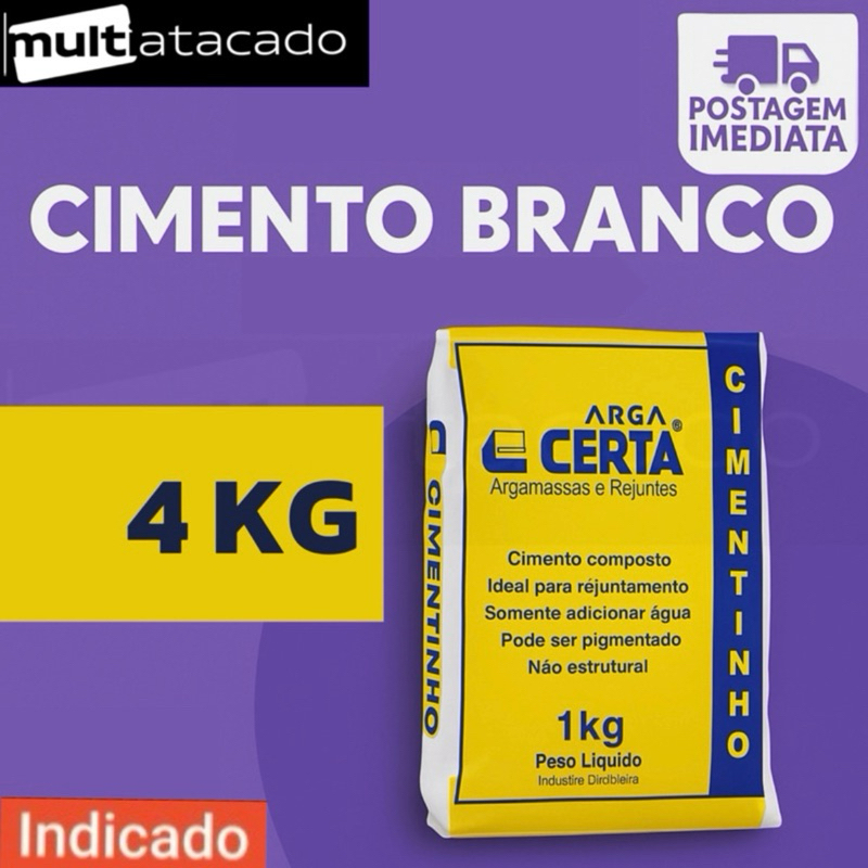 KIT 1,2,3,4 KG Cimento Branco  Artesanatos E Bloco De Vidro Cimento Branco Cimentinho cimento em Oferta na Shopee