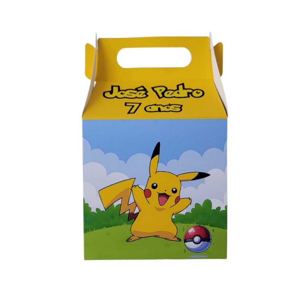 Kit Caixinhas Maletinha, Pokemon Pikachu Personalizadas com Nome e Idade Lembrancinha Festa Infantil