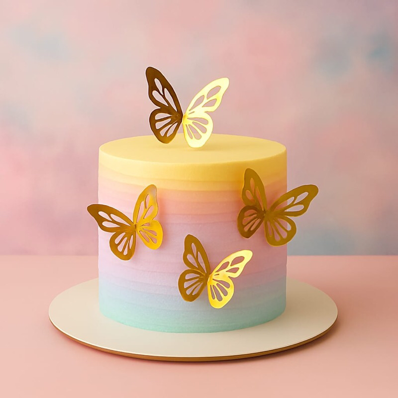 Aplique de Borboletas Douradas – Enfeite Decorativo para Convites, Lembrancinhas, bolos, Papelaria Personalizada -10uni