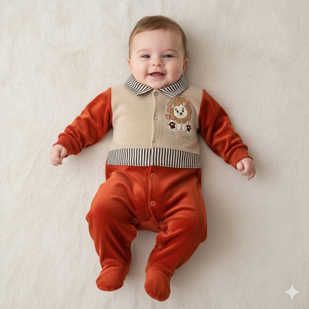 Macacão Bebê Menino em Plush Bordado Roupa de Bebê Menino em Oferta na Shopee