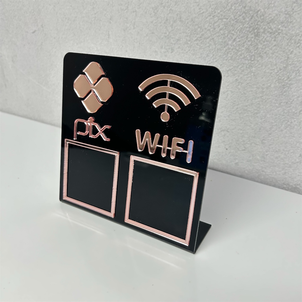 Placa Pix Display Mesa Balcão PIX e WI-FI