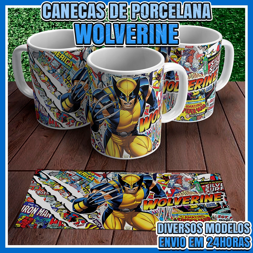 Caneca Wolverine 325ml • Garras, Estilo HQ, Frases Marcantes • Caneca Geek Marvel