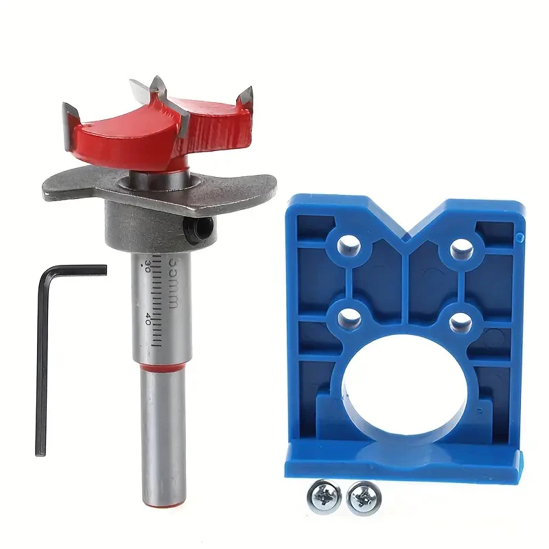 Kit Broca Forstner 35mm Dobradiça Com Limitador E Gabarito