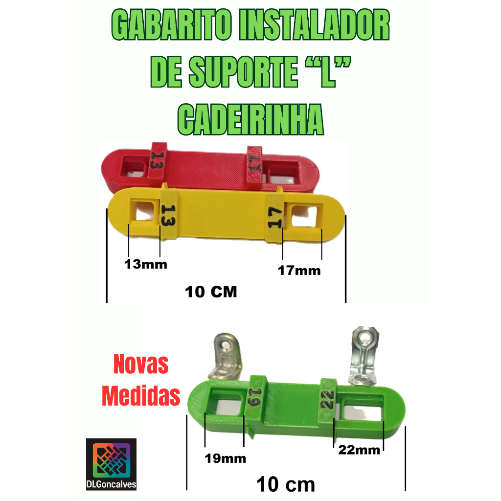 Gabarito Instalador Duplo - Instalação Fácil e Rápida! - Suporte L Cadeirinha 13 / 17mm e 19 / 22mm