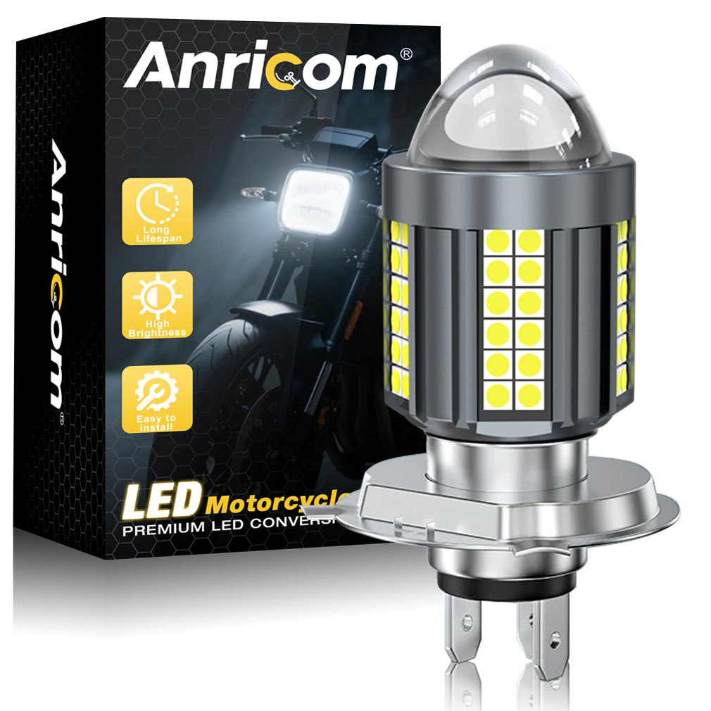 Lâmpada Led Moto 6500k H4 Projetor 360º Super Branco Alto E Baixo  6500K Motocicleta Farol Ultra