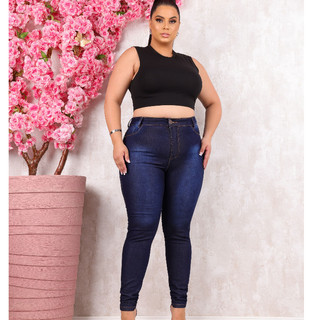 Calças Jeans Femininas Plus Size Cintura Alta Até o Umbigo com Elastano do 40 ao 56