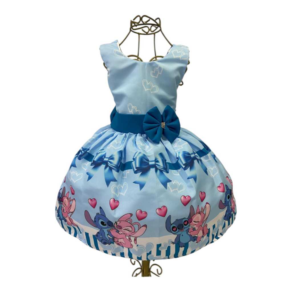 Vestido Infantil Temático Lillo e Stich Aniversários e Festas. em Oferta na Shopee