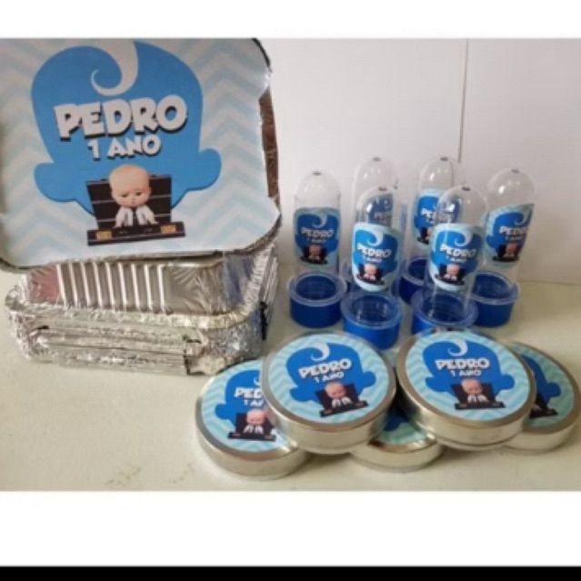 kit personalizados marmitinhas latinhas Tubetes personalizados pra festa de aniversário tema poderoso chefinhos