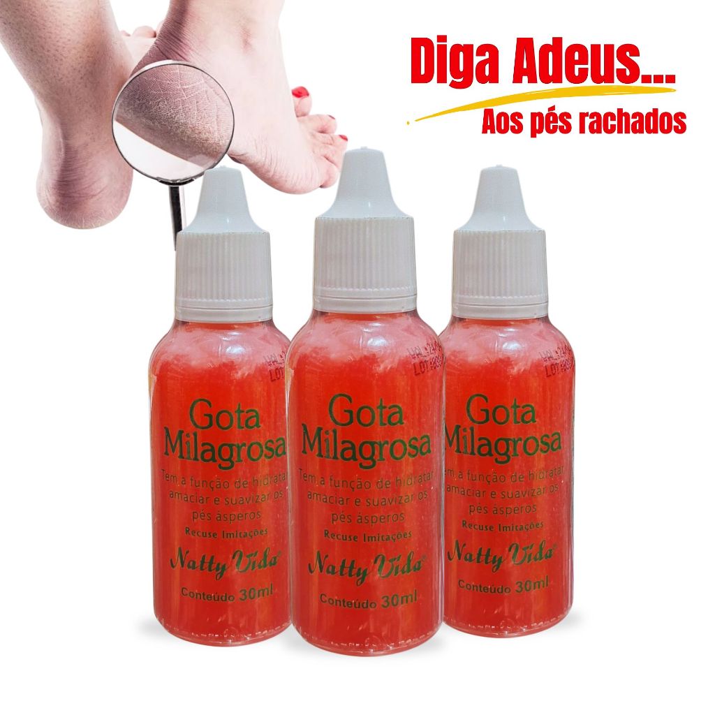 Gota Milagrosa Natty Vida 30ml Para Pés com Rachaduras, Ressecamento, Hidratação