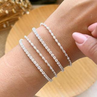 Pulseira Feminina Prata 925 Kit 2 Com Pingente Delicada Elegante Ajustável em Oferta na Shopee