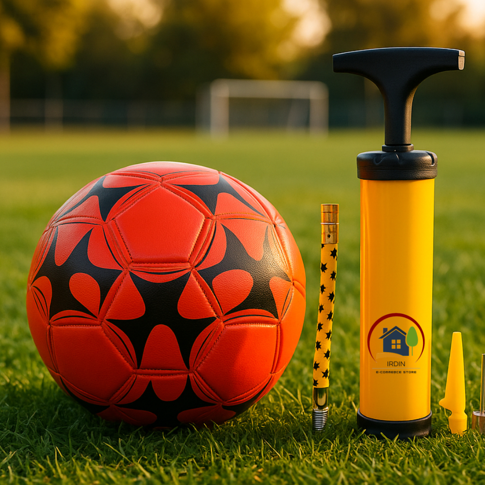 Kit Bola de Futebol Campo Oficial Tamanho 5 + Bomba de Ar Adulto Criança Menino Menina