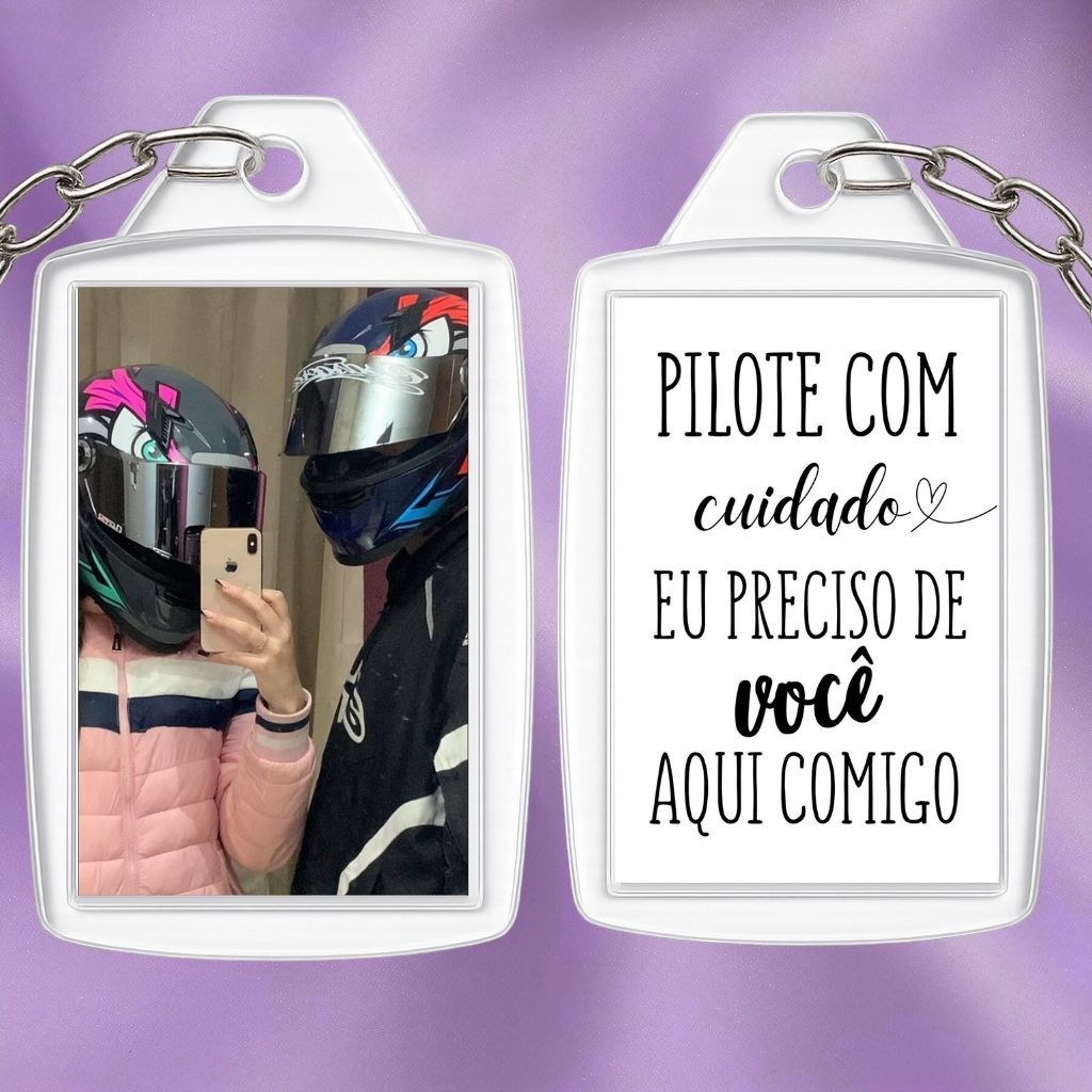 Chaveiro Personalizado Frente e Verso Pilote com Cuidado Presente Casal