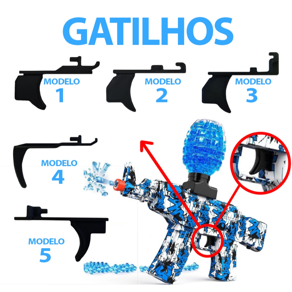 Gatilho para GEL Varios Modelos Lança Bolinhas Eletrica Pistola de gel Arminha de gel m16 Ak47