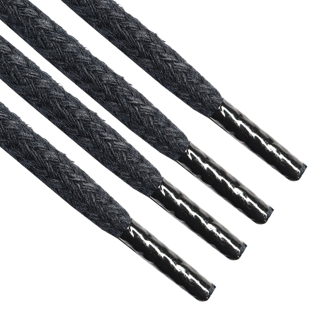 1 par cadarço preto 120cm chato redondo tubular poliester algodão rustico encerado roliço redondo