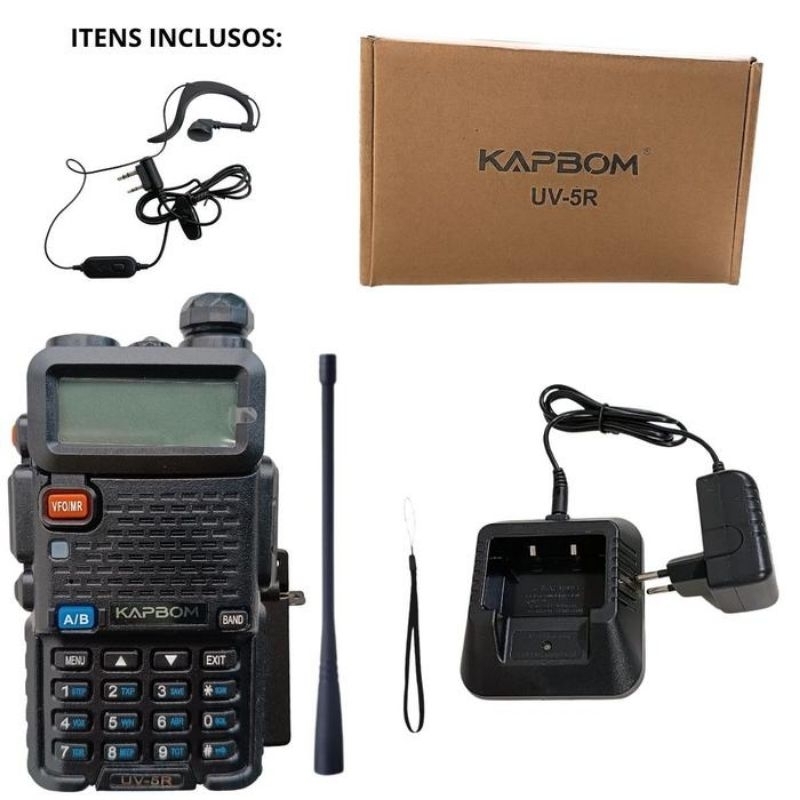 Novo
Rádio Comunicador Ht Dual Band Uhf Vhf Uv-5r Fm Fone Ptt Preto Vhf136-174 Uhf400-520mhz