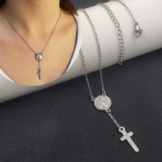 colar aço inoxidável feminino Pingente Nossa Senhora Terço Corrente 45 cm Gargantilha Feminina Colar Religioso Feminino