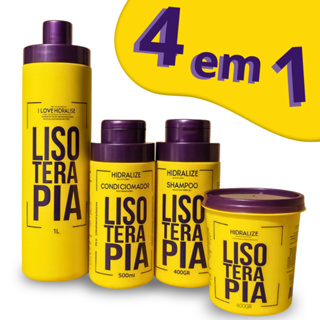 Kit Progressiva Lisoterapia Sem Formol + Shampoo Condicionador Máscara Reconstrutora 4x1 em Oferta na Shopee