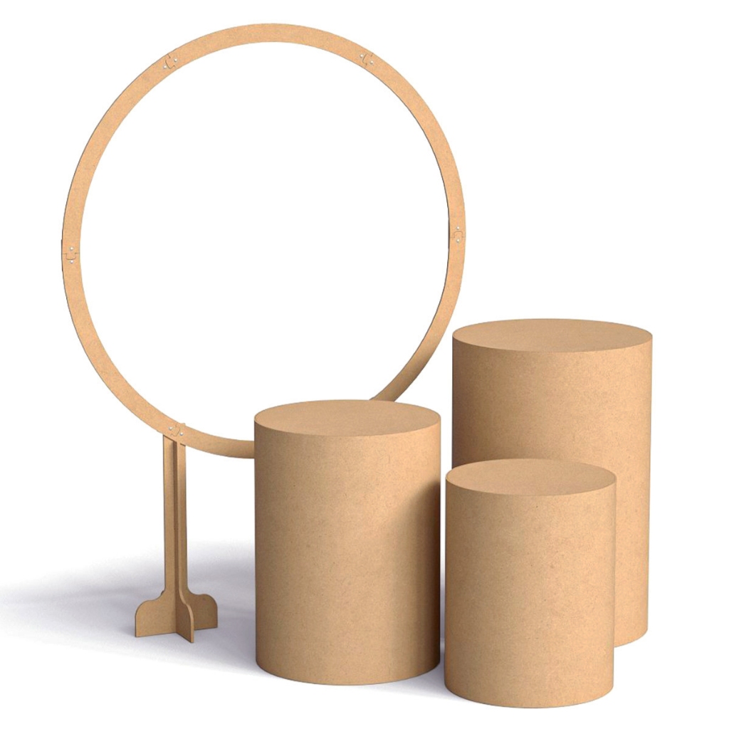 Itens  Mesa Cilindros MDF Cru Painel Redondo Para Festas Aniversários Eventos Decoração Infantil em Oferta na Shopee