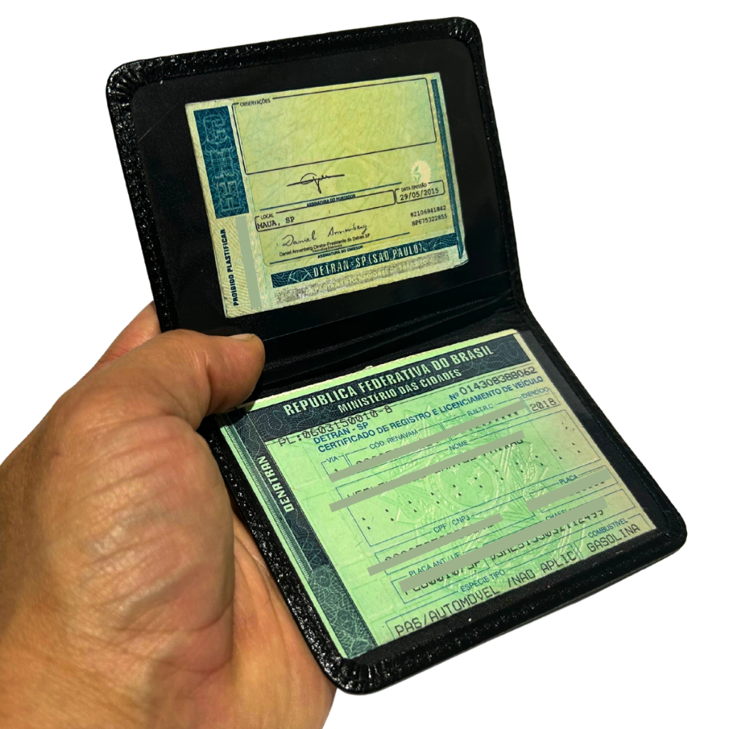 Porta documento de carro moto rg cnh de couro fino moderno presente amigo pai feminina masculina em Oferta na Shopee