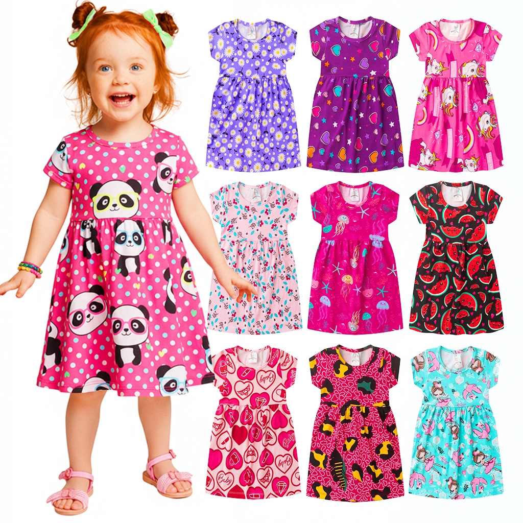 Kit de 4 ou 5 Vestidos Infantil Menina Feminino Verão 1 ao 8 em Oferta na Shopee