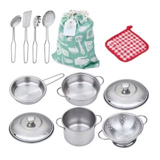Conjunto panelas inox infantil 12pçs/ Aço inoxidável/ Crianças/ Brinquedos em Oferta na Shopee