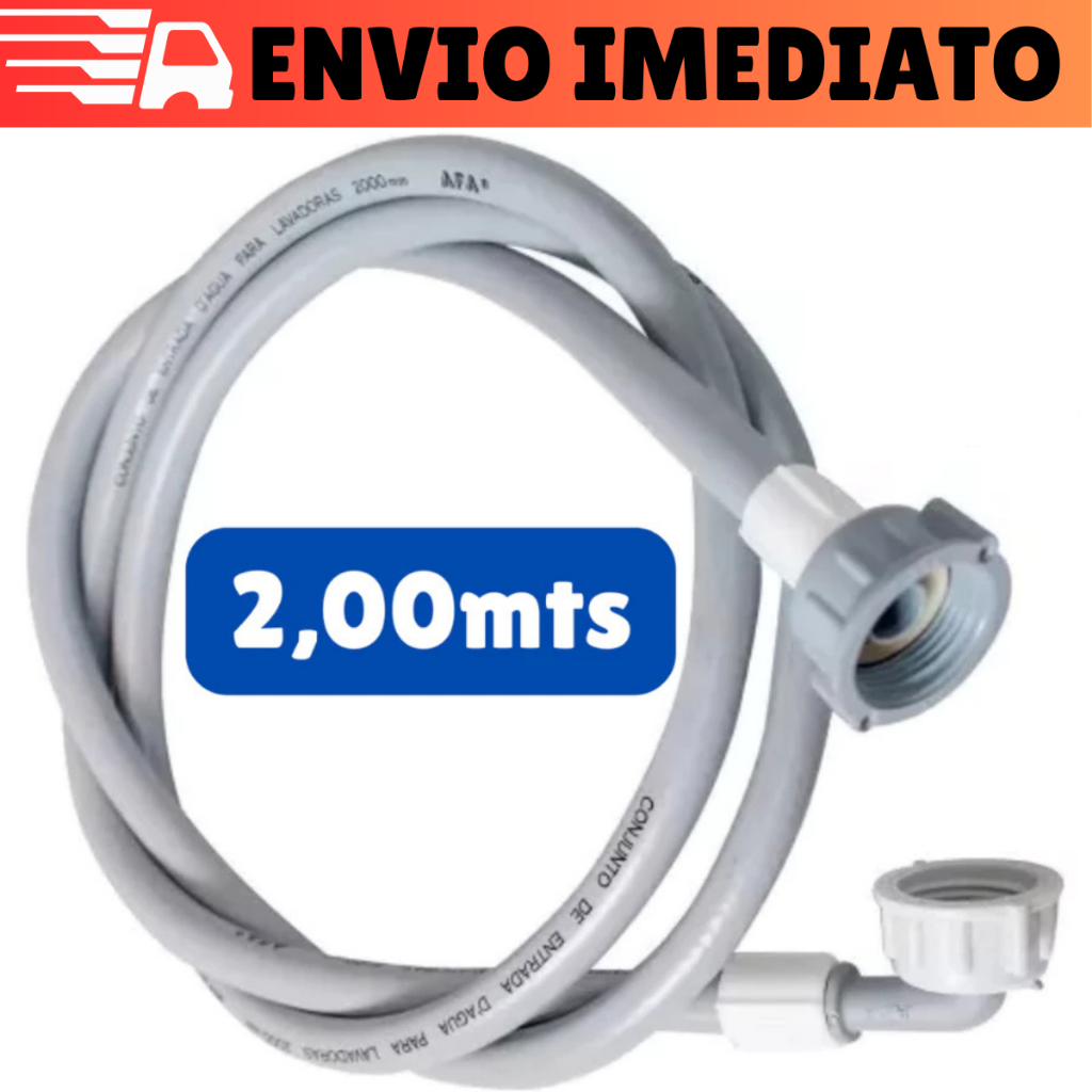 Mangueira Para Máquina De Lavar 2,00mts Entrada Universal Água Lavadora + Adaptador 1/2 Polegada
