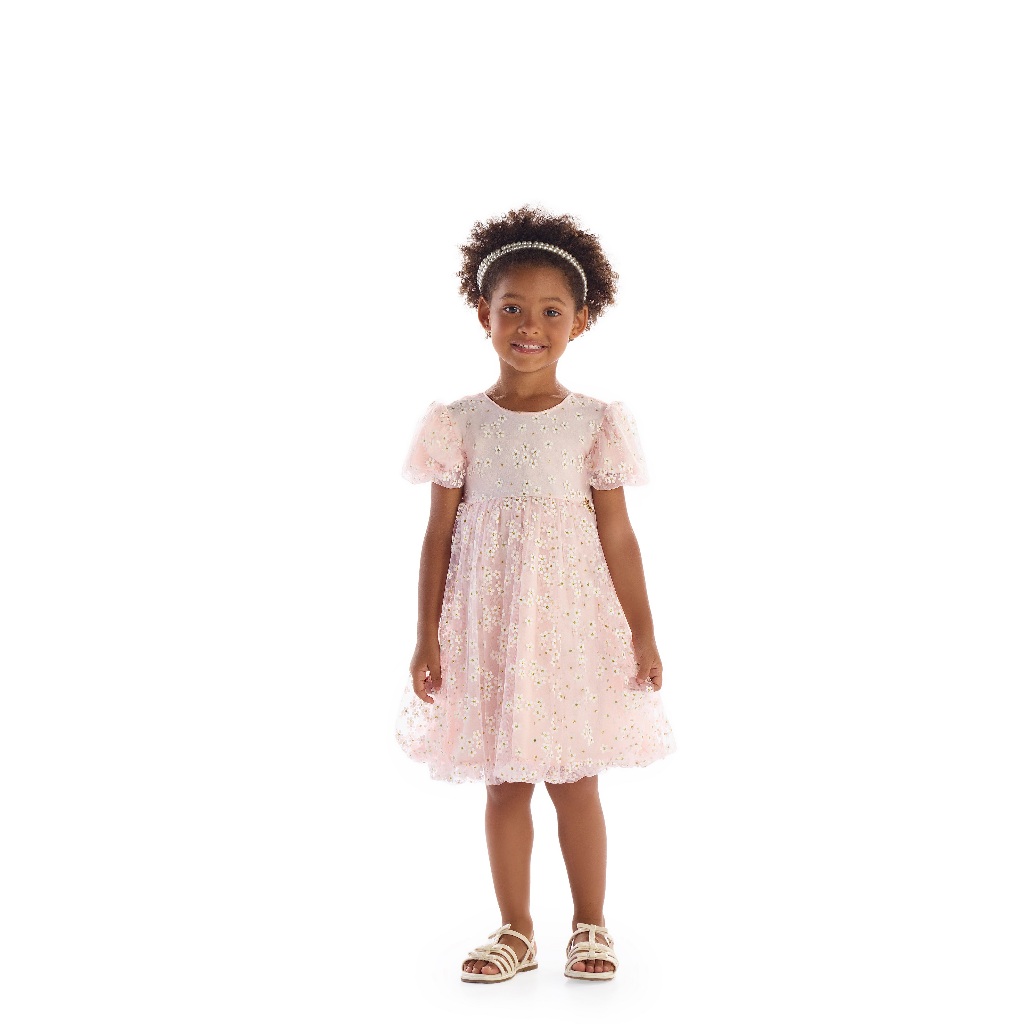 Vestido infantil em tule kiki xodo tamanhos 1/2/3/4