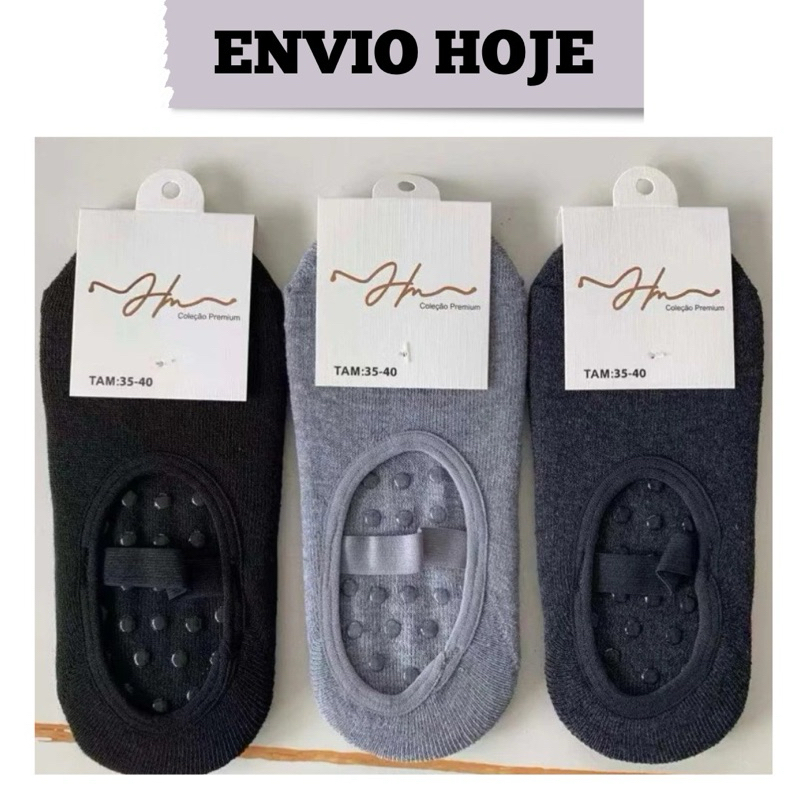 Imagem Meia Pilates Lisa Antiderrapante Preta Unissex 35/40 | Conforto p/ Yoga, Academia e Hidroginástica”