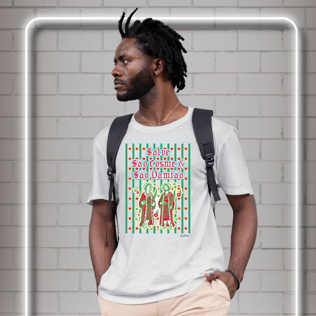 Camisa Aláfia Umbanda - São Cosme E Damião Saquinho Retrô