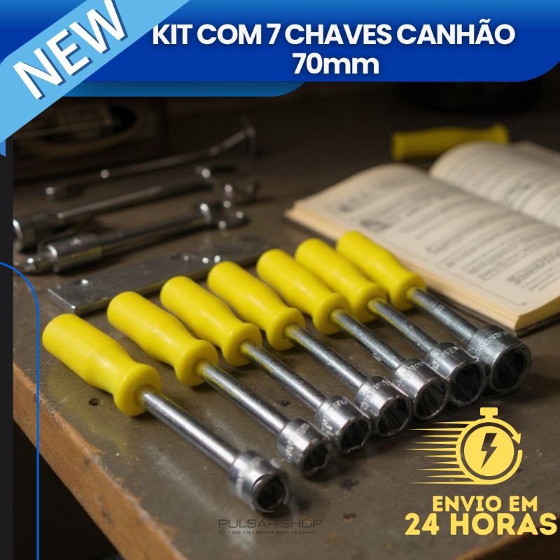 CONJUNTO CHAVE 7 CHAVES CANHÃO 5mm a 12mm Cabo Ergometrico mecânica elétrica manutenção geral