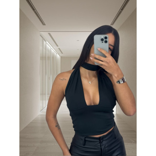 Croped Frente Unica Top Cropped Feminino Moda Gringa Blusa Amarraçao Sexi em Oferta na Shopee