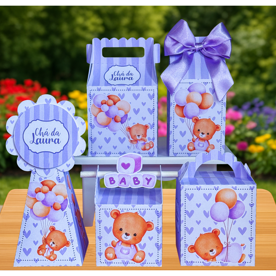 Kit Caixinhas Chá de Bebê Lilás Personalizado Lembrancinhas Festa Infantil Chá de Bebê PEGUE E MONTE em Oferta na Shopee