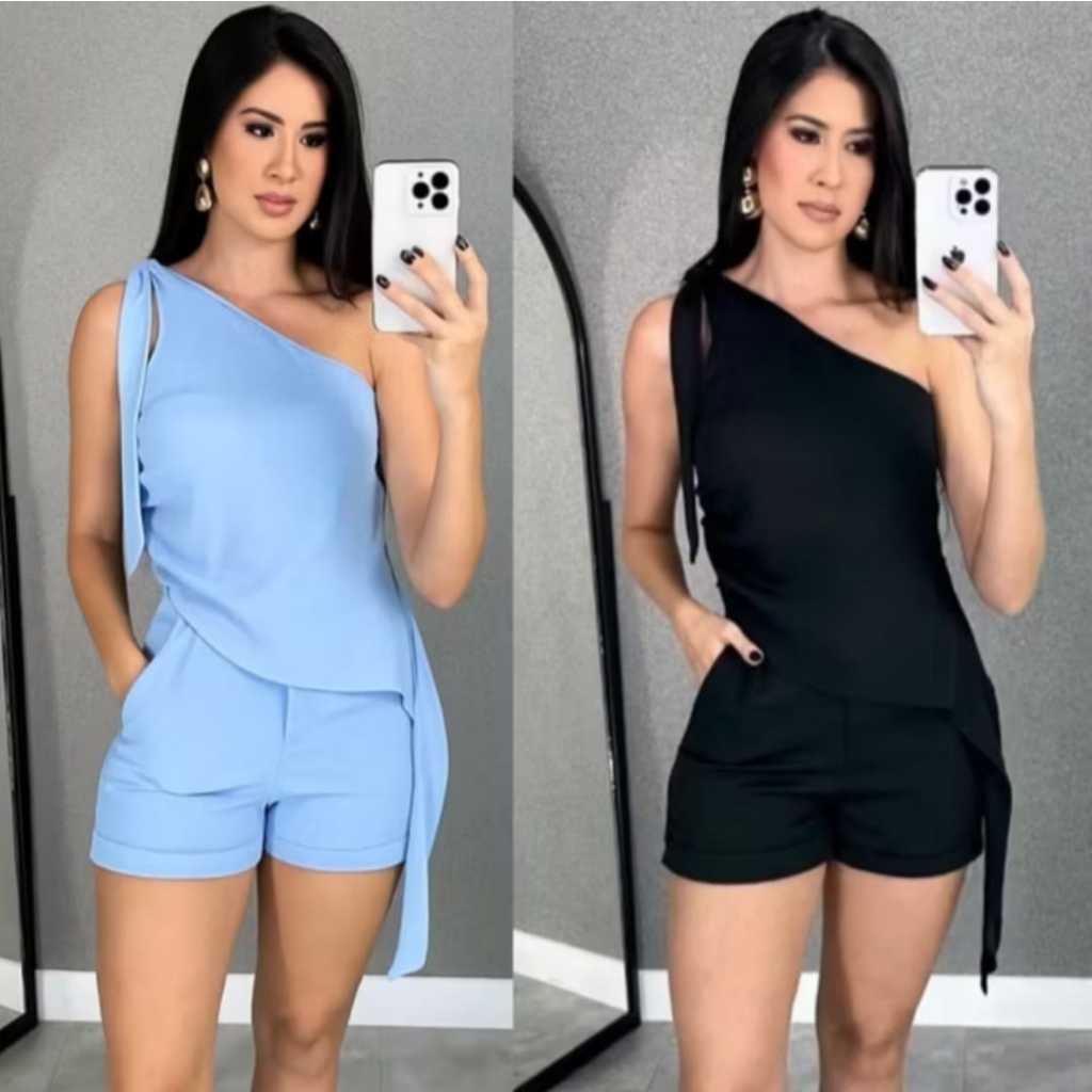Conjunto Feminino Alfaiataria Premium Short Regata Social Elegante
