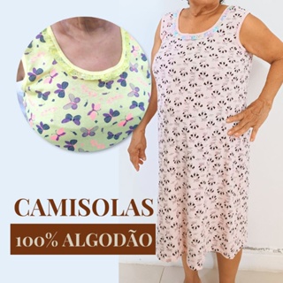 Camisolas Femininas 100% Algodão Adulto | Leve e Fresco | Tecido Confortável em Oferta na Shopee