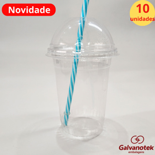 10 Unid Copo 300ml 400ml ou 500ml + Tampa Bolha Com Furo - marca Galvanotek em Oferta na Shopee