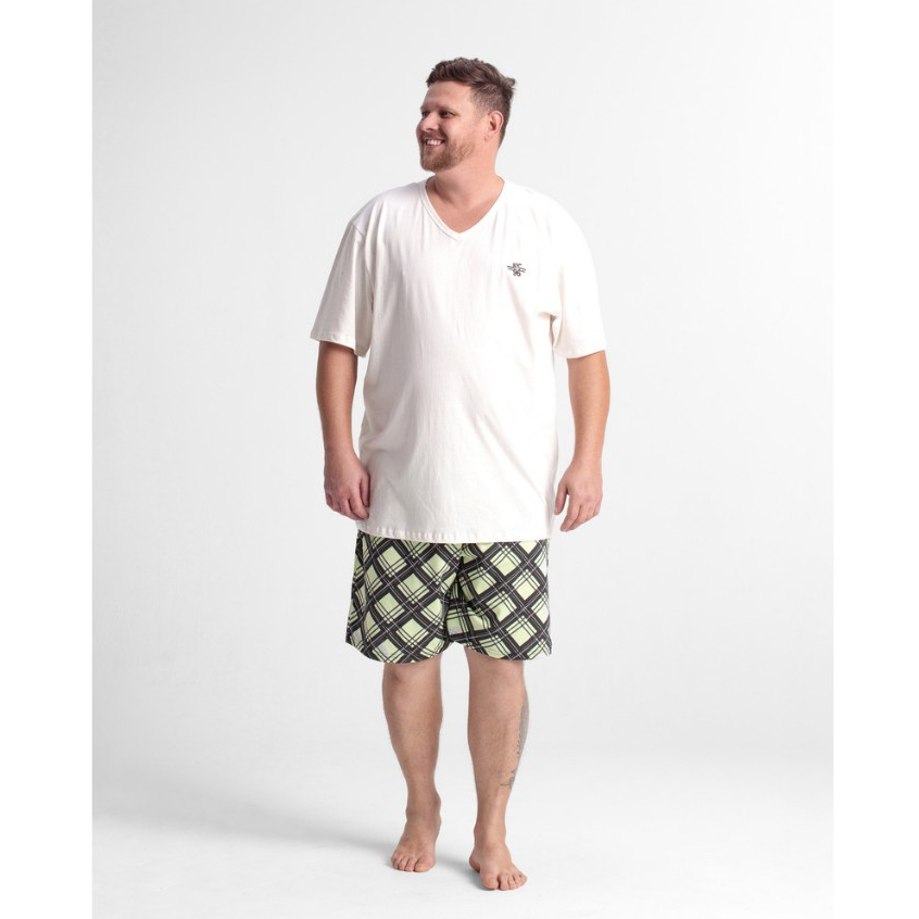 Pijama Masculino Camiseta E Shorts 100% Algodão Plus Size em Oferta na Shopee